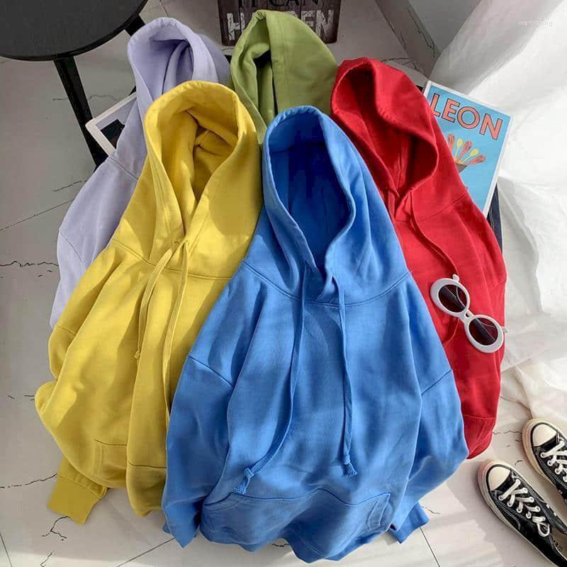 

Women's Hoodies & Sweatshirts NiceMix Autumn Spring Loose Sweatshirt Women Harajuku Pullover Solid Casual Hooded Jumpers Female Normcore Wom, Red