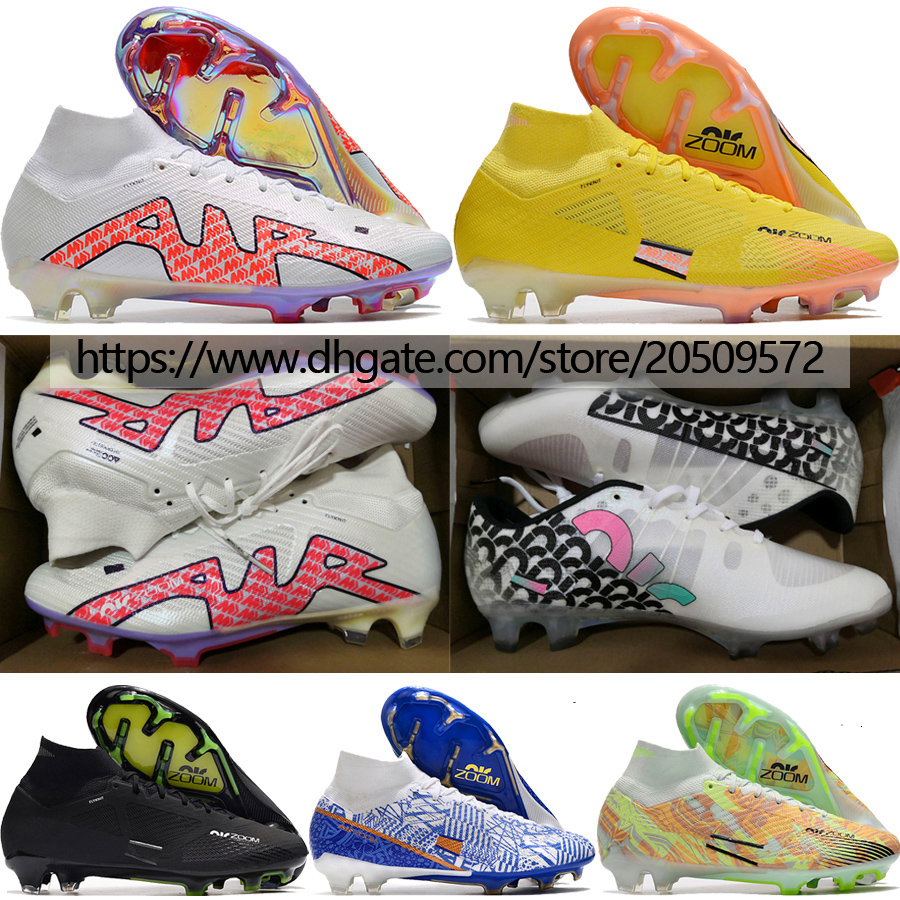 

Send With Bag Soccer Football Boots Mercurial Superfly 9 Elite FG ACC Shoes High Quality Ankle Black White Yellow Blue Multicolor Training cr7 Soccer Cleats US6.5-12