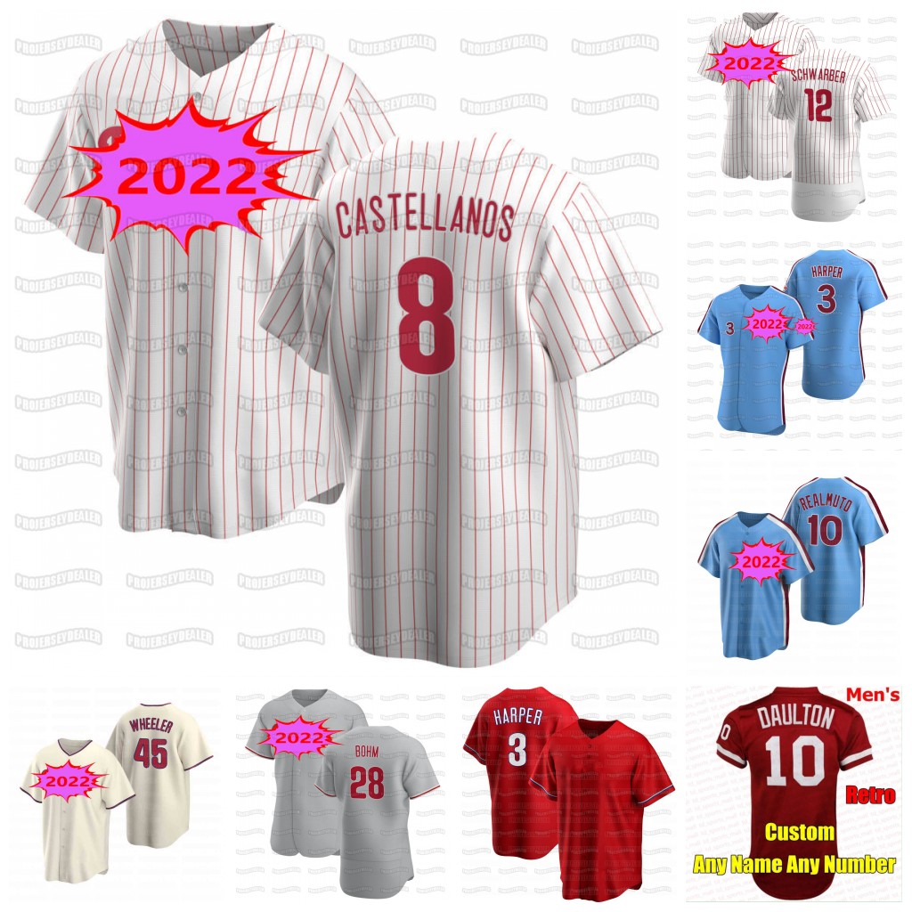 

8 Nick Castellanos 2022 Phillies Jersey Kyle Schwarber Harper J.T. Realmuto Matt Vierling Alec Bohm Moniak Zack Wheeler Rhys Hoskins Aaron Nola Brad Hand, Vintage mens s-3xl