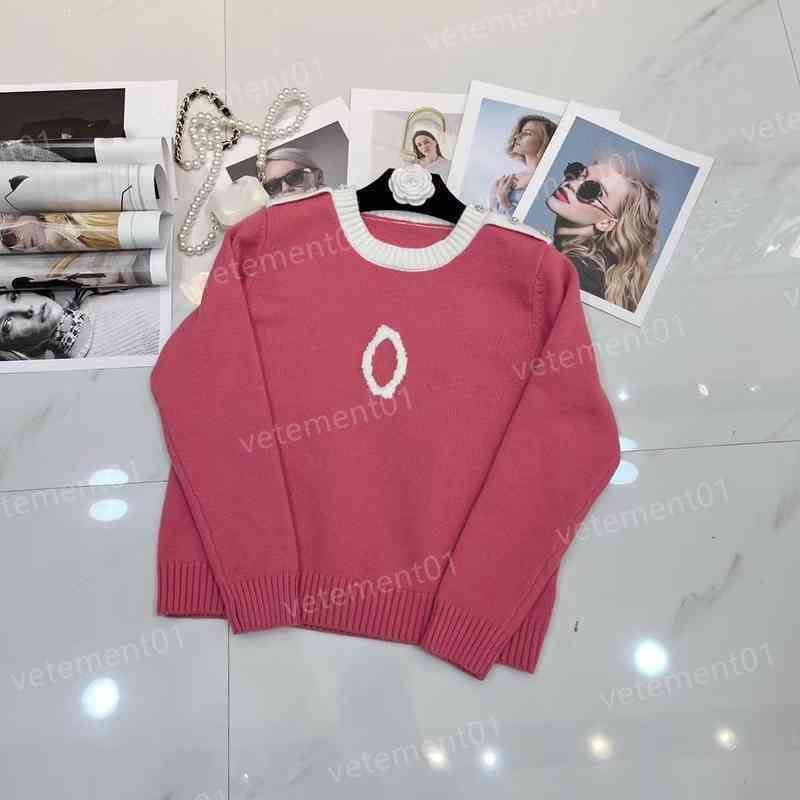 

Luxury Women Sweater Fashion Brand Chest Logo Print Pink Round Neck Long Sleeve T-Shirt Brand Designer Womens Sweaters Sandro 0912