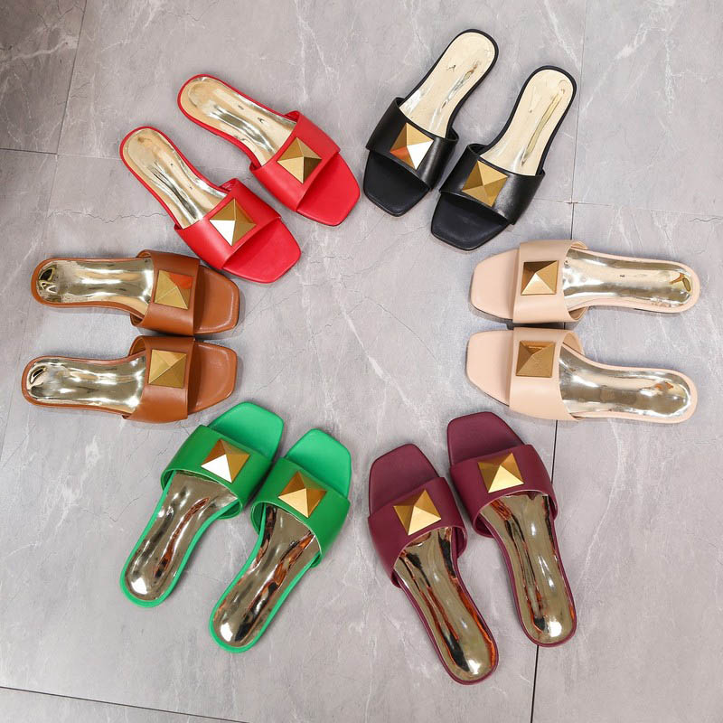 

Stylish Women Sandals Slippers ONE STUD flat thong calfskin Sexy Casual Slipper Summer Designer Luxury Fashion Ladies Beach Flat Flip Flops Shoe, Customized