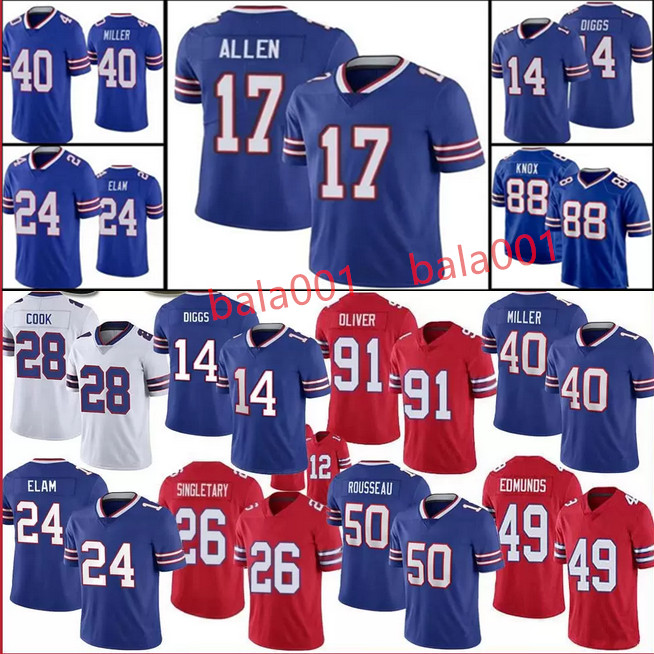 

Josh Allen Football Jersey 40 Von Miller Billes Stefon Diggs Dawson Knox Gregory Rousseau Devin Singletary Ed Oliver Buffalos Jerseys, As