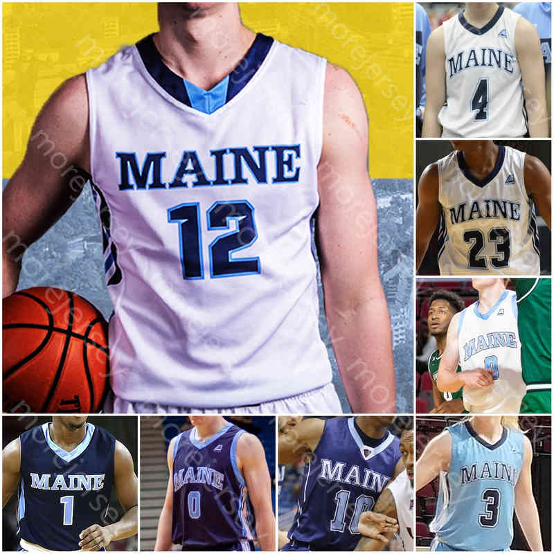

Custom Maine Black Bears Basketball Jersey NCAA College Sergio El Dar Andrew Fleming Nedeljko Prijovic Vilgot Larsson Stephane Ingo, White i