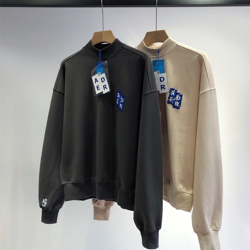 

Adererror 6th Anniversary Limited Edition Crack Letter Embroidered Crew Neck Hoodie for Men and Women ADER ERROR Pullover 220406, Beige