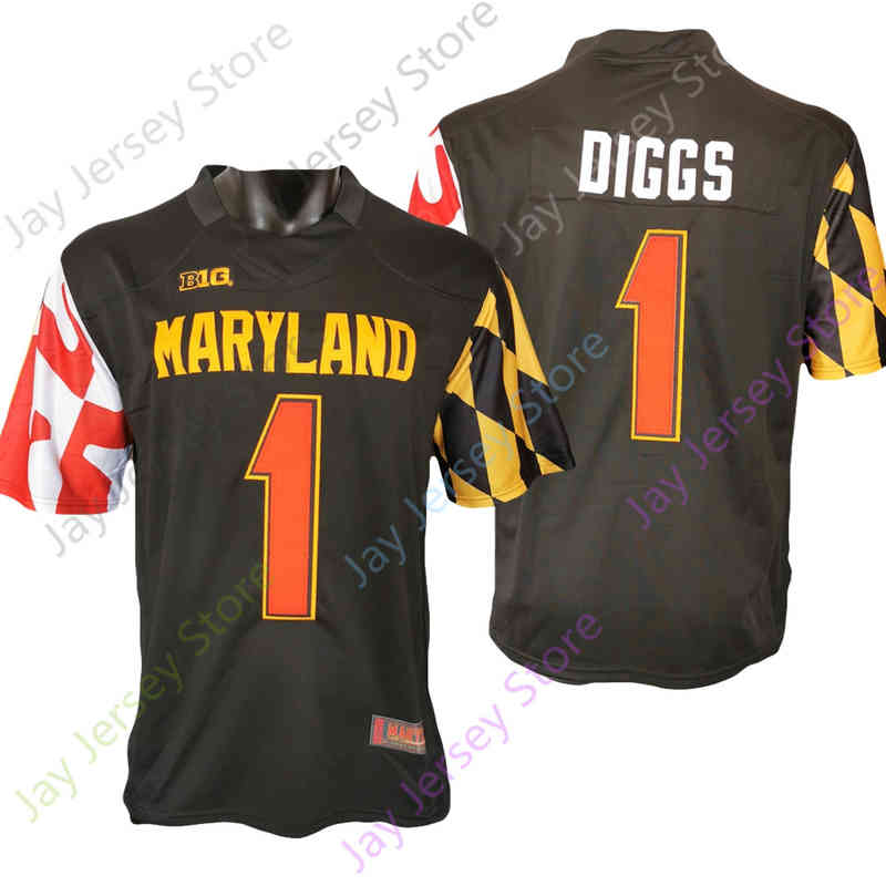 

2021 New NCAA Maryland Terrapins Football Jerseys 1 Stefon Diggs College Jersey Black Size Youth Adult, As pic