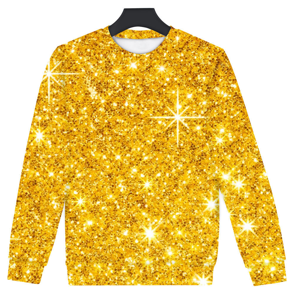 

New hoodie sweater golden light 3D designer men's and women's clothing personality trend loose bottoming shirt