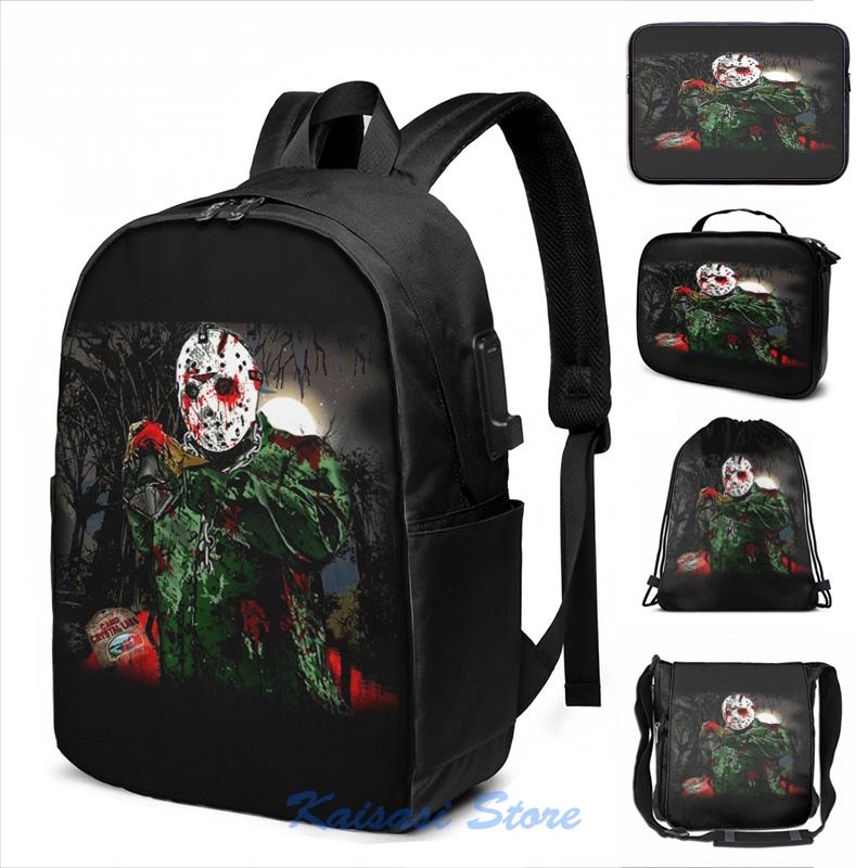 

Backpack Funny Graphic Print Jason Voorhees- Camp Crystal Lake USB Charge Men School Bags Women Bag Travel Laptop, Drawstring bag