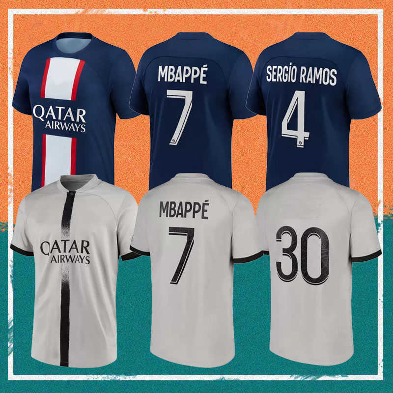 

22/23 MBAPPE soccer jersey 2022 PLAYER #30 SERGIO RAMOS MARQUINHOS VERRATTI KIMPEMBE Maillots de football shirt ICARDI DI MARIA DRAXLER, Home