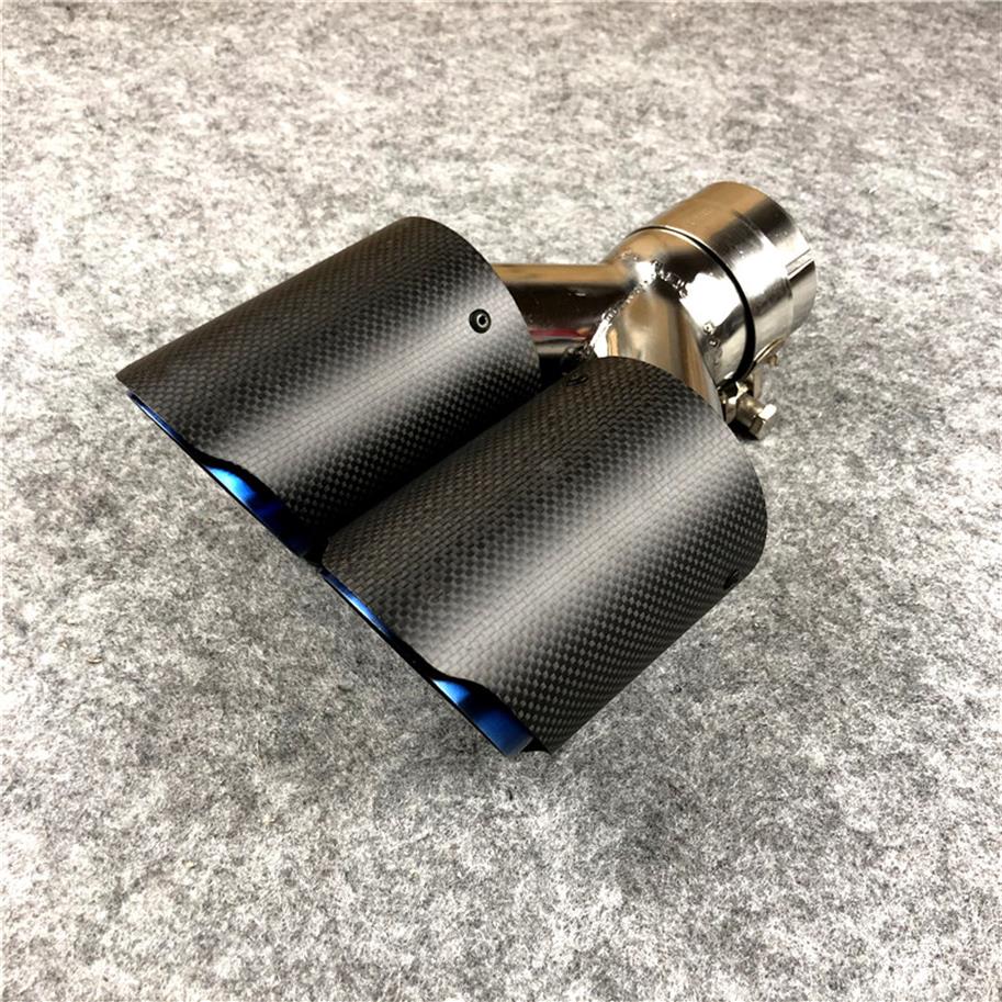 

1 PCS Akrapovic Car Coated Blue Carbon Exhausts Dual Pipes Universal AK End Muffler Tips2954