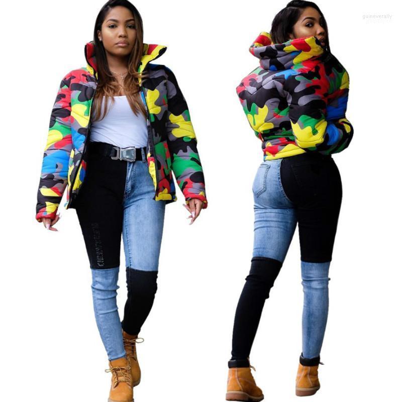 

Women's Down & Parkas Camo Print Winter Jacket Women Festival Warm Parka Bubble Coat Top Thick Couple Wear Crop Puffer  Guin22, Purple