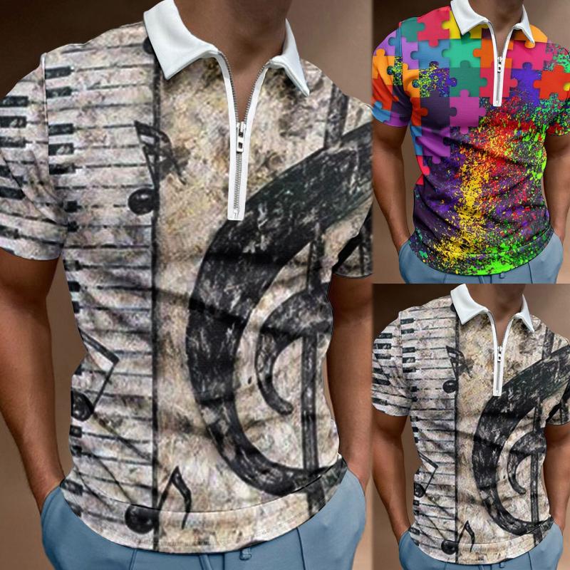 

Men's Polos Mens Underwear Briefs Pack Men 3D Printed Casual Summer Blouse Lapel Zipper Short Sleeves Shirt White Cotton Tee MenMen's, Black