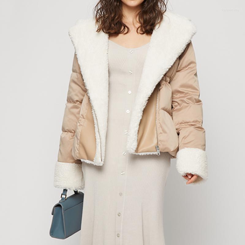 

Women's Down & Parkas Japanese Warm Cashmere Splicing Hooded Coats Women 2022 Autumn Winter Loose Casual Woman Thick Jacket Kare22, Ivory