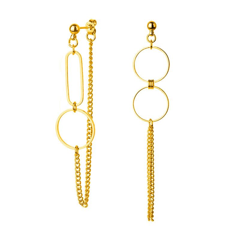 

Dangle & Chandelier Hip Hop Punk Style Silver Color Geometric Round Earrings Chain Long Tassels Earring For Cool Girl Unique Jewelry