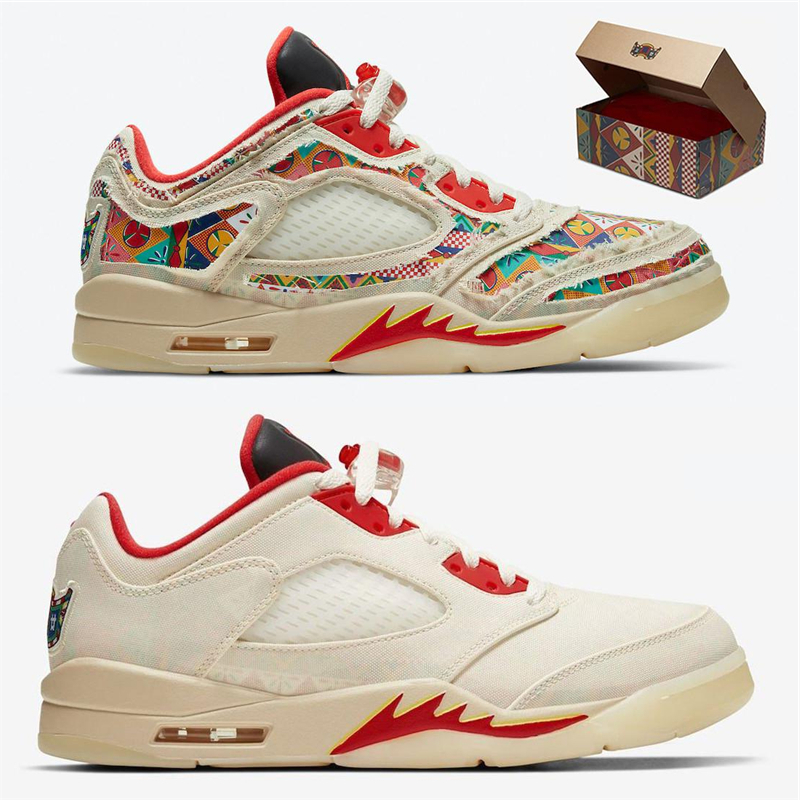 

Authentic 5 High OG Low Chinese Year Athletic Shoes Man CNY Sail Chile Red-Opti Yellow-Pearl White Zapatos DD2240-100 Outdoor Sneakers
