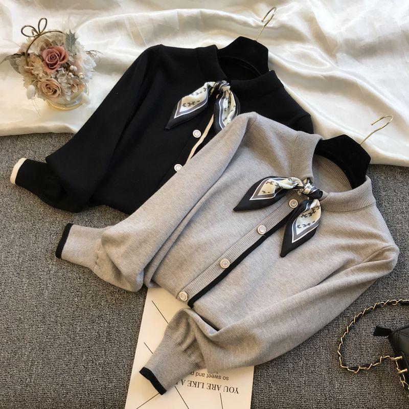 

Women' Knits & Tees 2022 Autumn Butterfly Collar Knit Sweater Women Jumpers Pull Femme Knitted Cardigans, Black