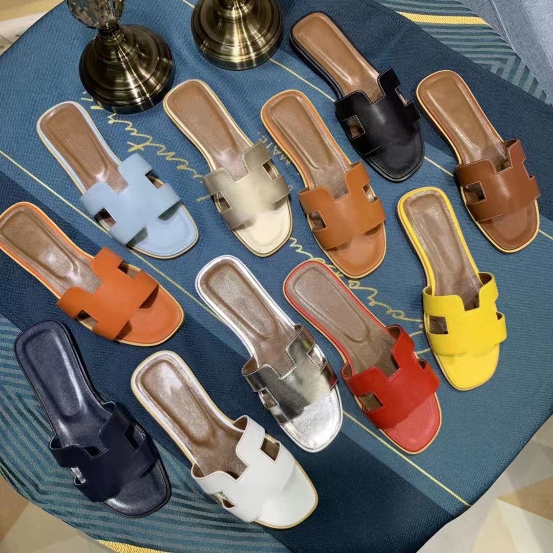 

High Quality designer slippers Wholesale Sandals Flip-Flops Women Shoes slipper fashion 100% leather sexy outdoor beach casual versatile sandals size 35-42 with box