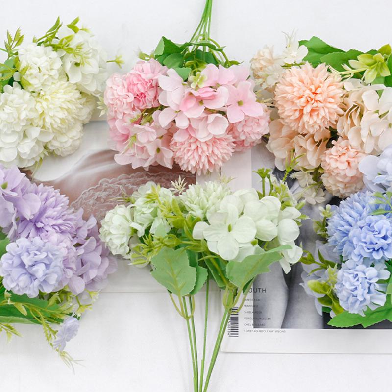 

Decorative Flowers & Wreaths 1 Bouquet Hydrangea Artificial 4 Forks 7 Heads Fake Flower For DIY Living Room Decoration Camellia