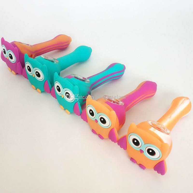 

Cute cartoon Unbreakable Silicone Pipe Tobacco for Water Bongs Colorful pipes with glass Bowl smoking accessories