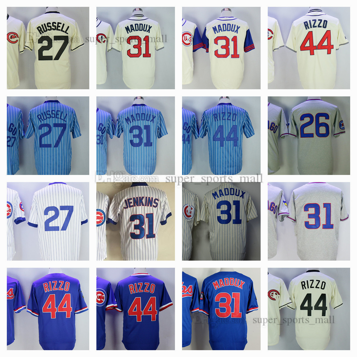 

Vintage Baseball Jersey 26 Billy Williams 1968 27 Addison Russell 31 Greg Maddux 1994 44 Anthony Rizzo Stitched Jerseys Mens Women Youth Size S, As picture