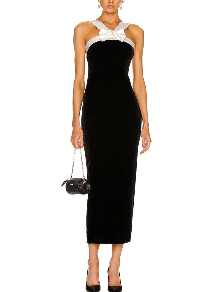 

Casual Dresses Summer Sexy Sleeveless Long Bandage For Women 2022 Elegant Backless With Bow Bodycon Celebrity Maxi Club Party DressCasual, Black