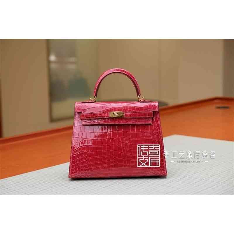 

Designer Handbags Herme Bags Women's 2022 Bag keilys Bag Nile Crocodile Skin Chinese Red Gold Buckle Single Shoulder Diagonal BagWDGP