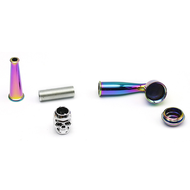 

Creative Mini short skull metal pipe double plated pipe convenient detachable pipe