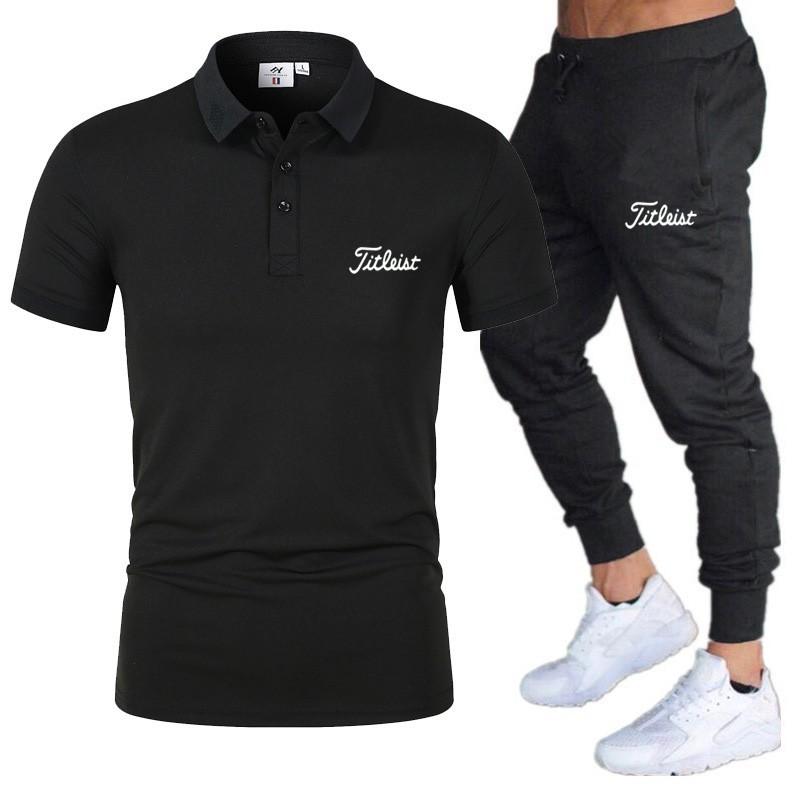 Men's Tracksuits Fashion Summer Men's Golf Shirt Set High Quality Long Pants Elastic Waist 2 Piece SetMen's Men'sMen's