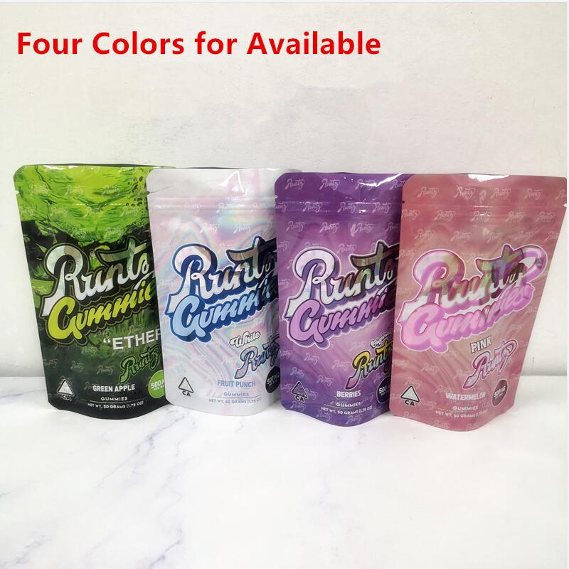 

3.5gram Runtz Gummies 500mg Maylar bag Ether Runts Dank Gummi Worm mylar bags Smell proof Edibles package packaging