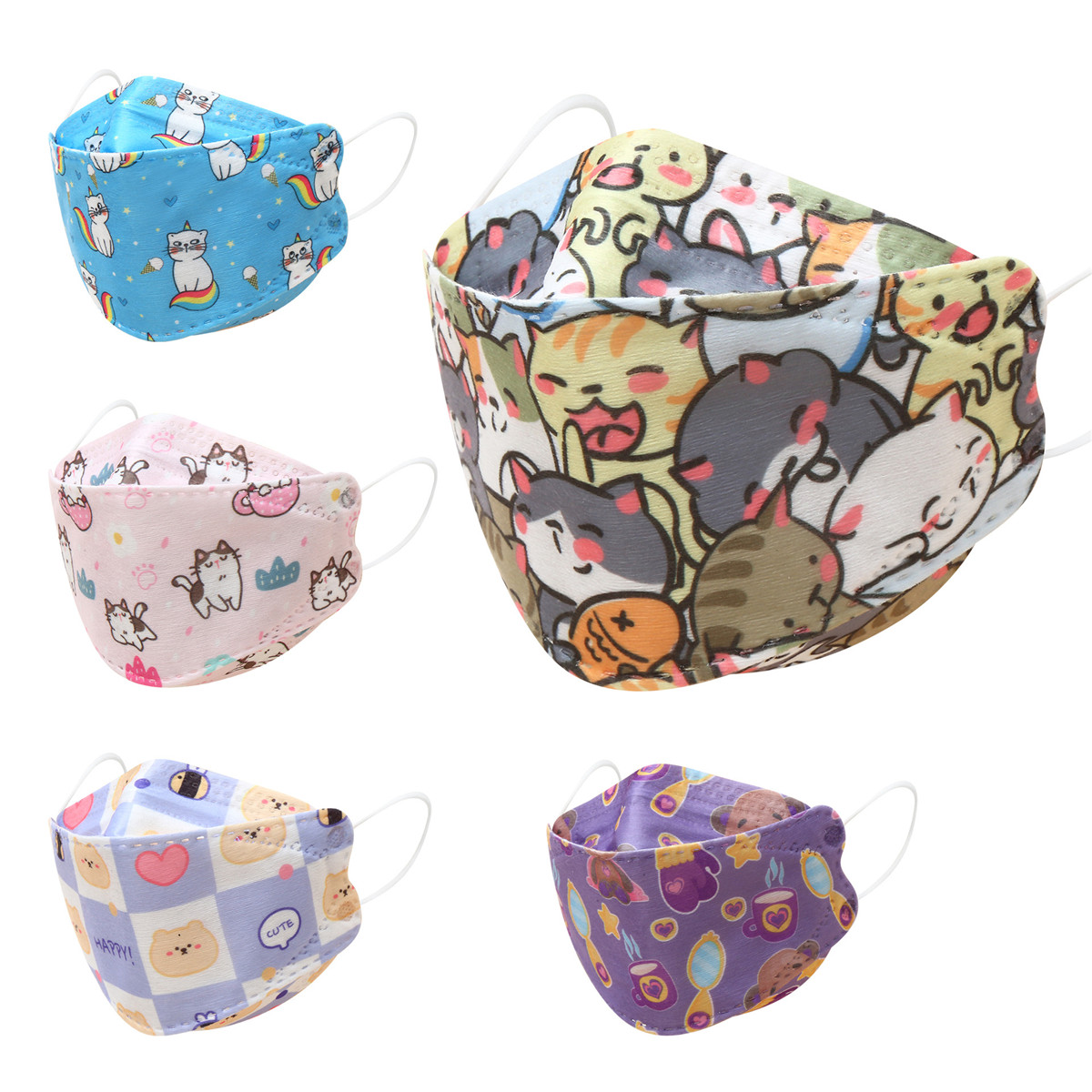 

Disposable KF94 Face Mask Animal Printed Breathable Masks with 4-Layer Filters for Children