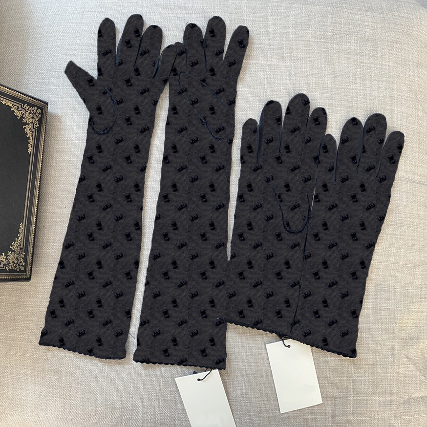 

Delicate Letters Embroidery Gloves Flesh Colored Mittens Short Long Mesh Lace Gloves Summer Breathable Sunscreen Gloves Accessories With Box