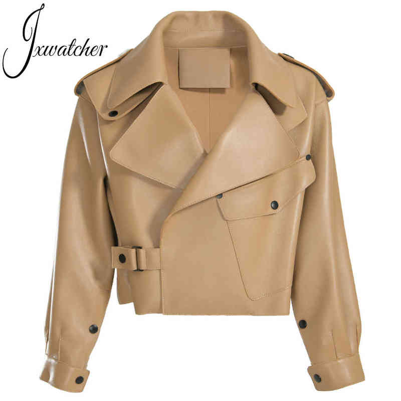 

Sheepskin Genuine Leather Jacket Spring Autumn Female Genuine Leather Jacket Fashion Oversize Moto Biker Blouson J220727, Beige