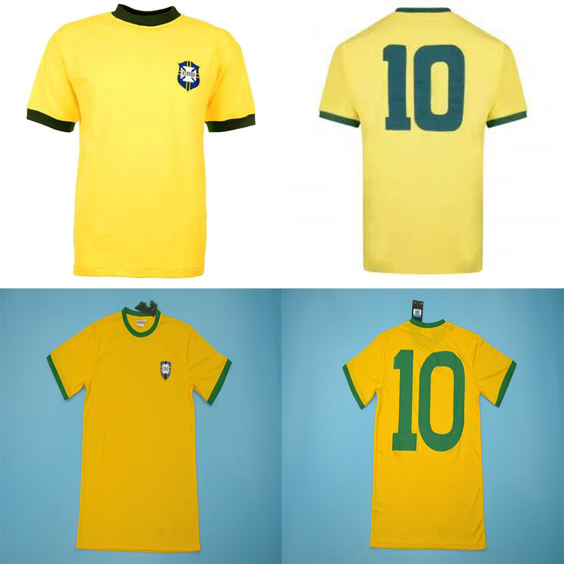 

1970 Soccer Jerseys Brasil 10# PELE Vintage Classic Jersey For Men, 70 home