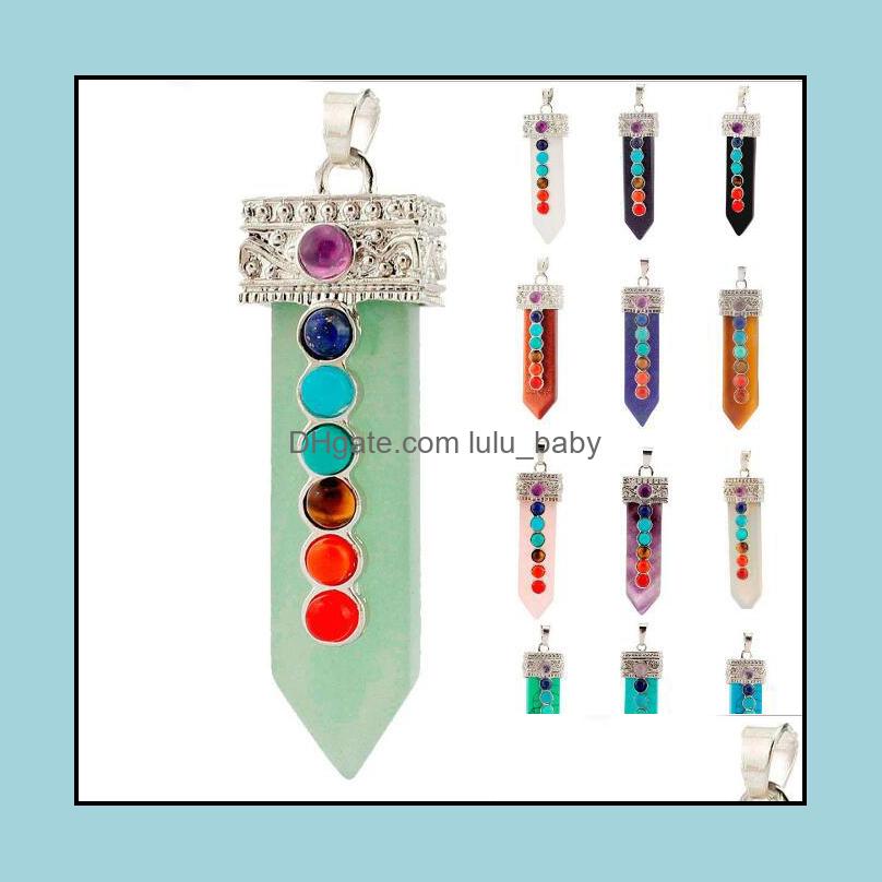 

Other Jewelry Sets Jln Seven Chakra Sword Pendant Carved Point Reiki Yoga Healing Amet Energy Stone Necklace With 18 Inches Brass Chain Drop