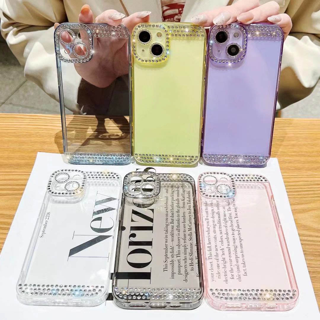 

Bling Diamond Clear Soft TPU Cases For Iphone 14 Plus 13 Pro Max 12 11 Iphone14 Rhinestone Transparent Fashion Luxury Fine Hole Mobile Phone Back Cover Yellow Skin, Pls let us know the color you want