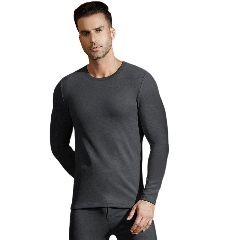 

men's Thermal Underwear Winter Long Johns Sets Thermo Velvet Thick Warm Tops And Trousers Men Wool Layered Clothing Male Suit S3ci#, Steel gray