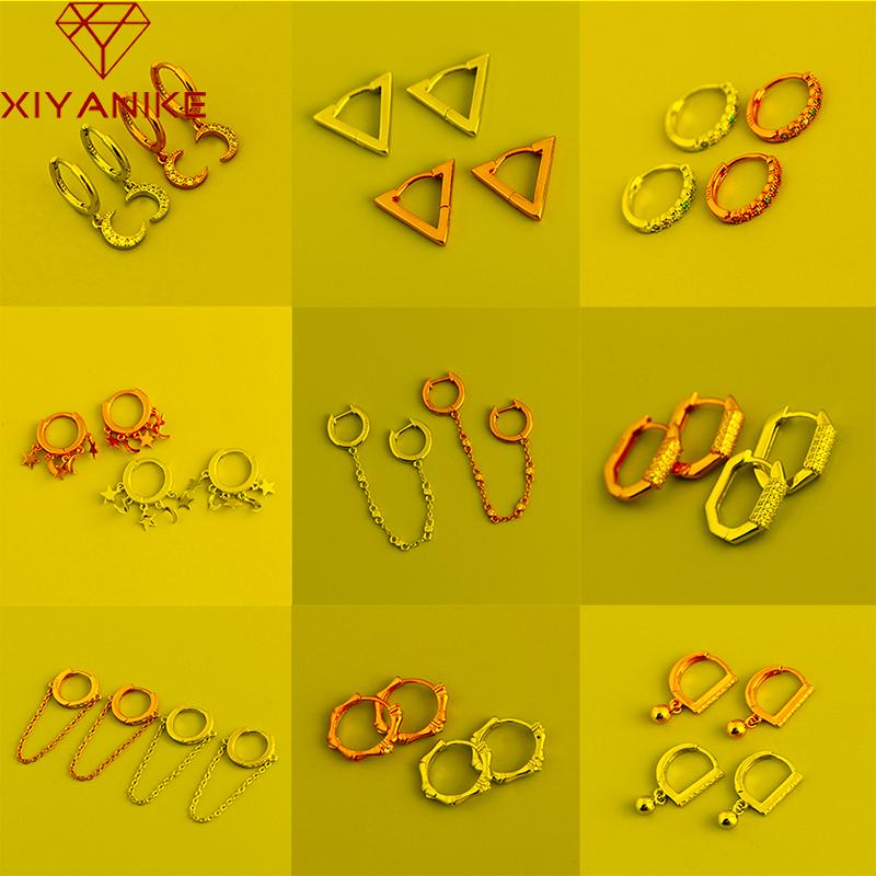 

Hoop & Huggie Silver Color Arrival Geometric Earrings For Women Fashion Retro Golden Jewelry Accessories Wedding GiftHoop