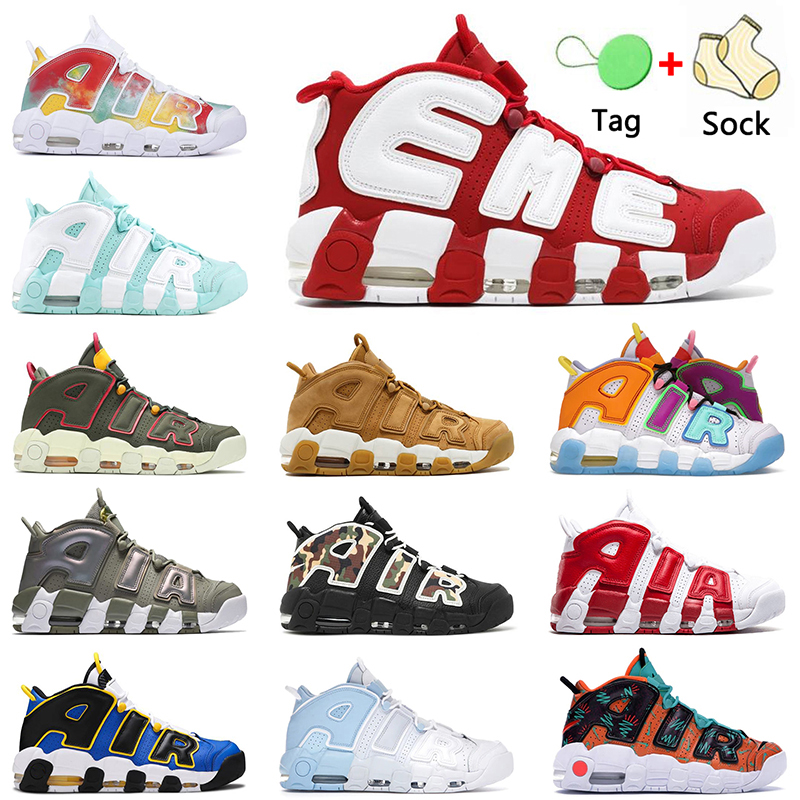

Basketball Shoes Uptempos Scottie Pippen Designer Sneakers Mens Womens Chrome Barely Green Light Aqua Atlanta Peace Love Black UNC Trainers Shoe With Socks, No#1 black 36-47