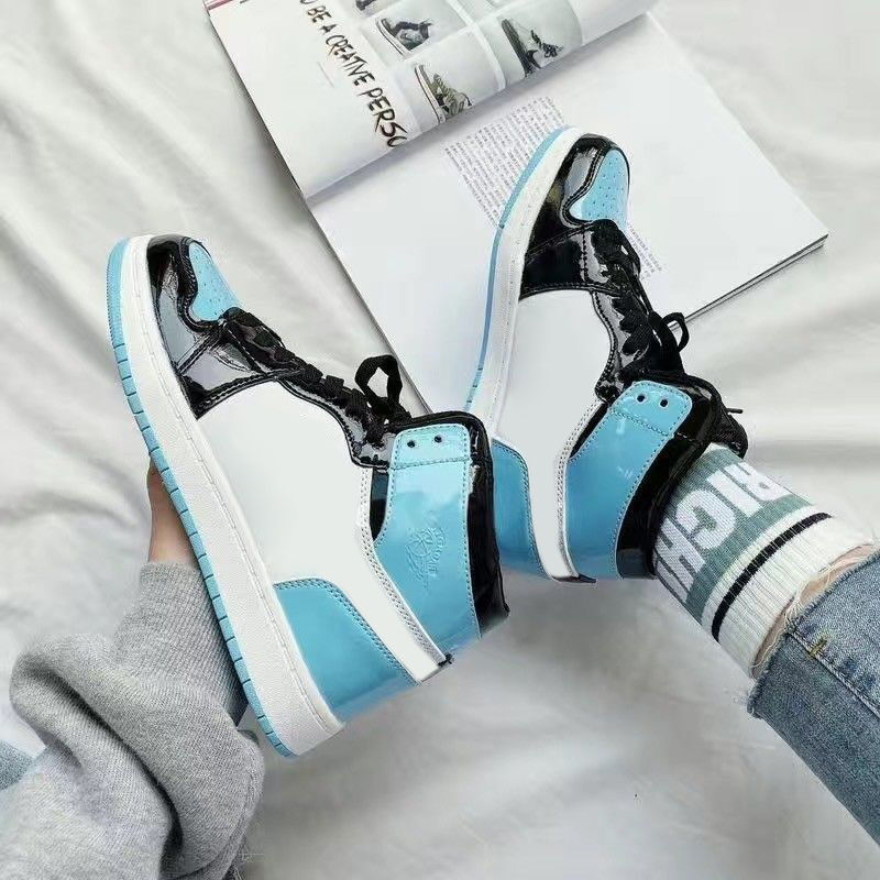 

1 1s mens basketball Shoes Dark Marina blue Mocha patent bred Brotherhood silver toe black white Rust Pink mid light smoke grey pollen men women Sneakers, Color 18