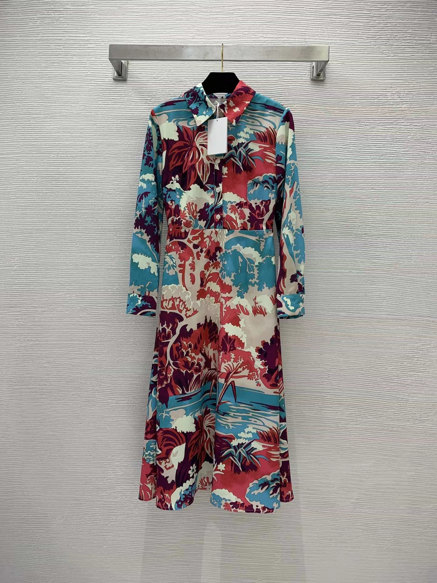 

Milan Runway Dress 2022 Autumn Long Sleeve Lapel Neck Fashion Designer Dresses Brand Same Style Dress 0716-03, Picture color