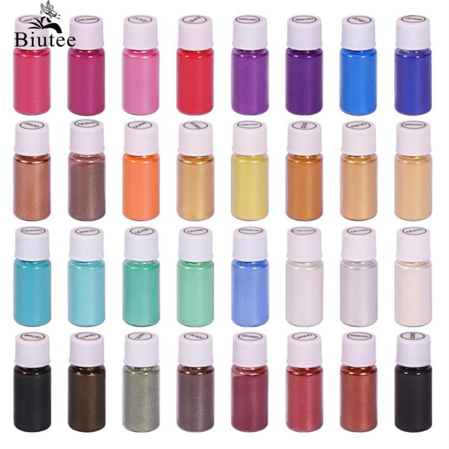 

BIUTEE 32 Colors Mica Pigment Powder Epoxy Resin for Lip Gloss Nail Art Resin Soap Craft Candle Making Bath Bombs Whole218K, Powder pigment