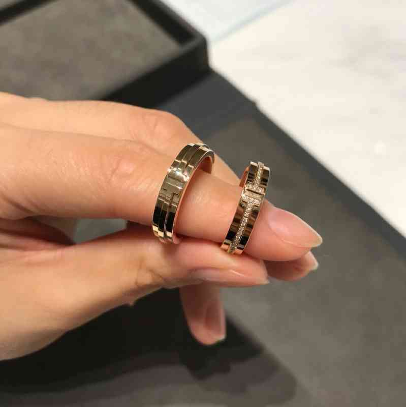 

SHKZ Diduni double t ring T1 home diamond couple pair open wedding V gold plated 18k rose high version category