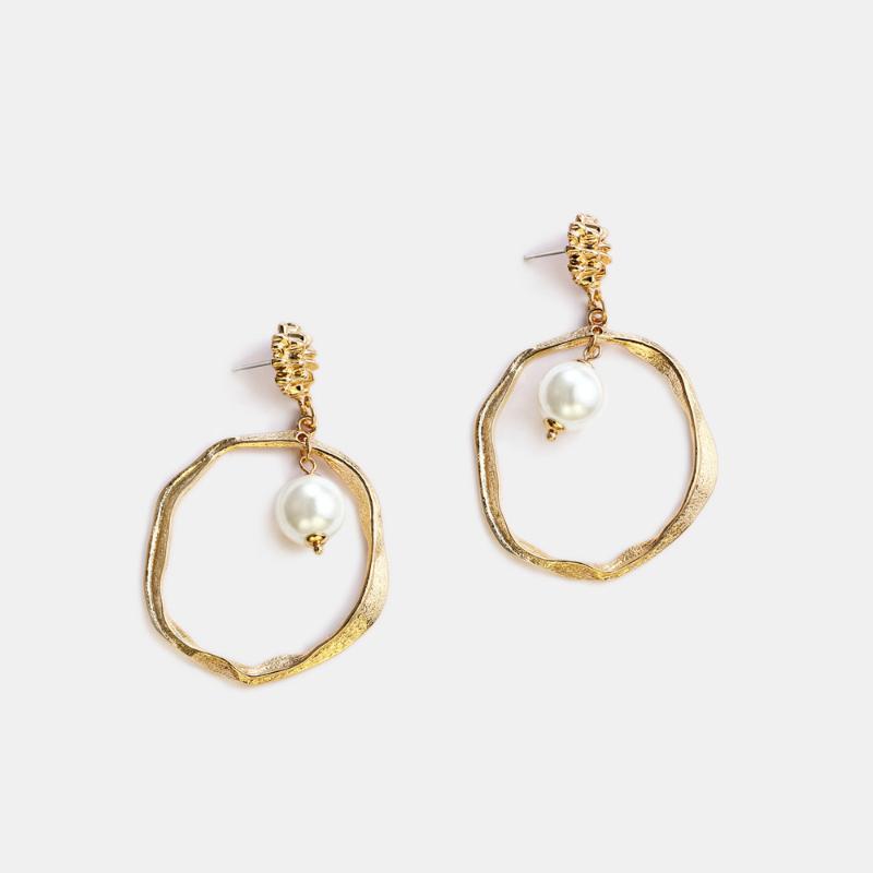 

Dangle & Chandelier Pearl Drop Earrings For Women Exaggerate Design Large Round Alloy Fashion Jewelry PendientesDangle