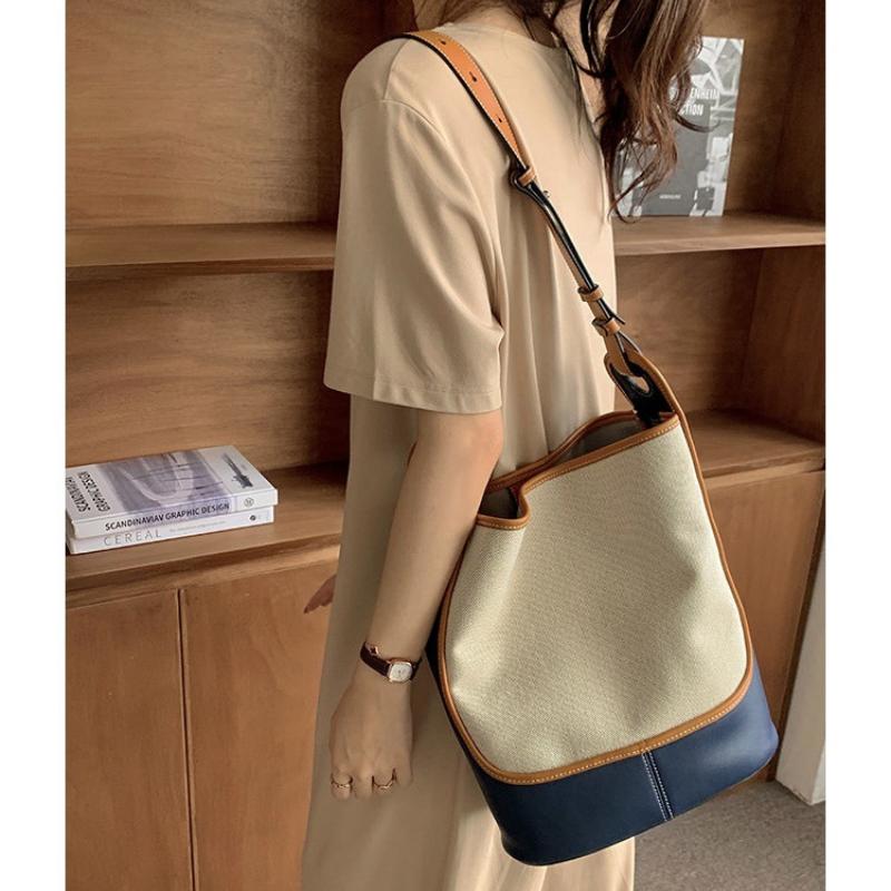 

Evening Bags Casual Women Shoulder PU Leather Bucket Crossbody For Female Large Capacity Handbag Shopping Bag Totes, Beige