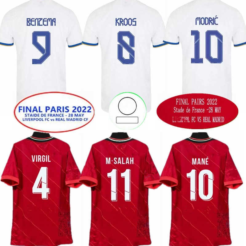 

21 22 BENZEMA Finals soccer jerseys football Real Madrids CAMAVINGA VINI JR MODRIC VALVERDE Diogo Luis DIaz VIRGIL THIAGO MANE camiseta 2021, Red