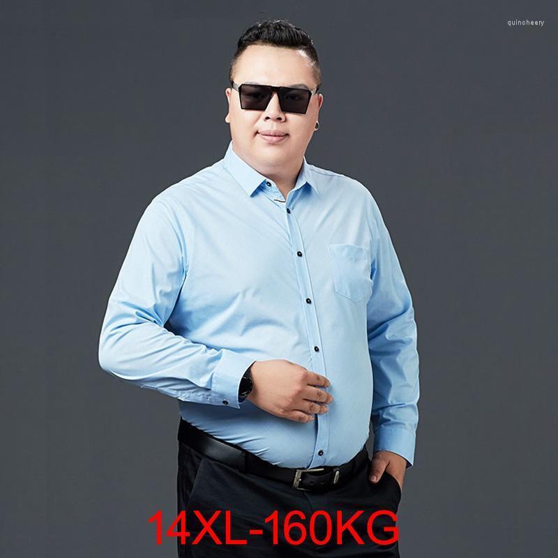 

Men's Dress Shirts Large Size Men Big Shirt Long Sleeve 7XL 10XL Autumn Office Formal 8XL 9XL 11XL 12XL 14XL BusinessMen's Quin22, Blue