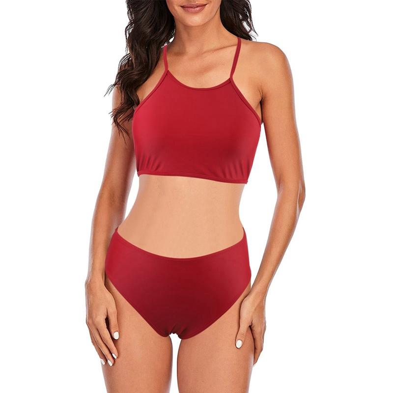 

Women's Swimwear Summer Women Vintage Swimsuit Two Pieces Retro Halter Sexy High Waist Push Up Bikini Beach Bathing Suit Swim WearWomen's, As pic