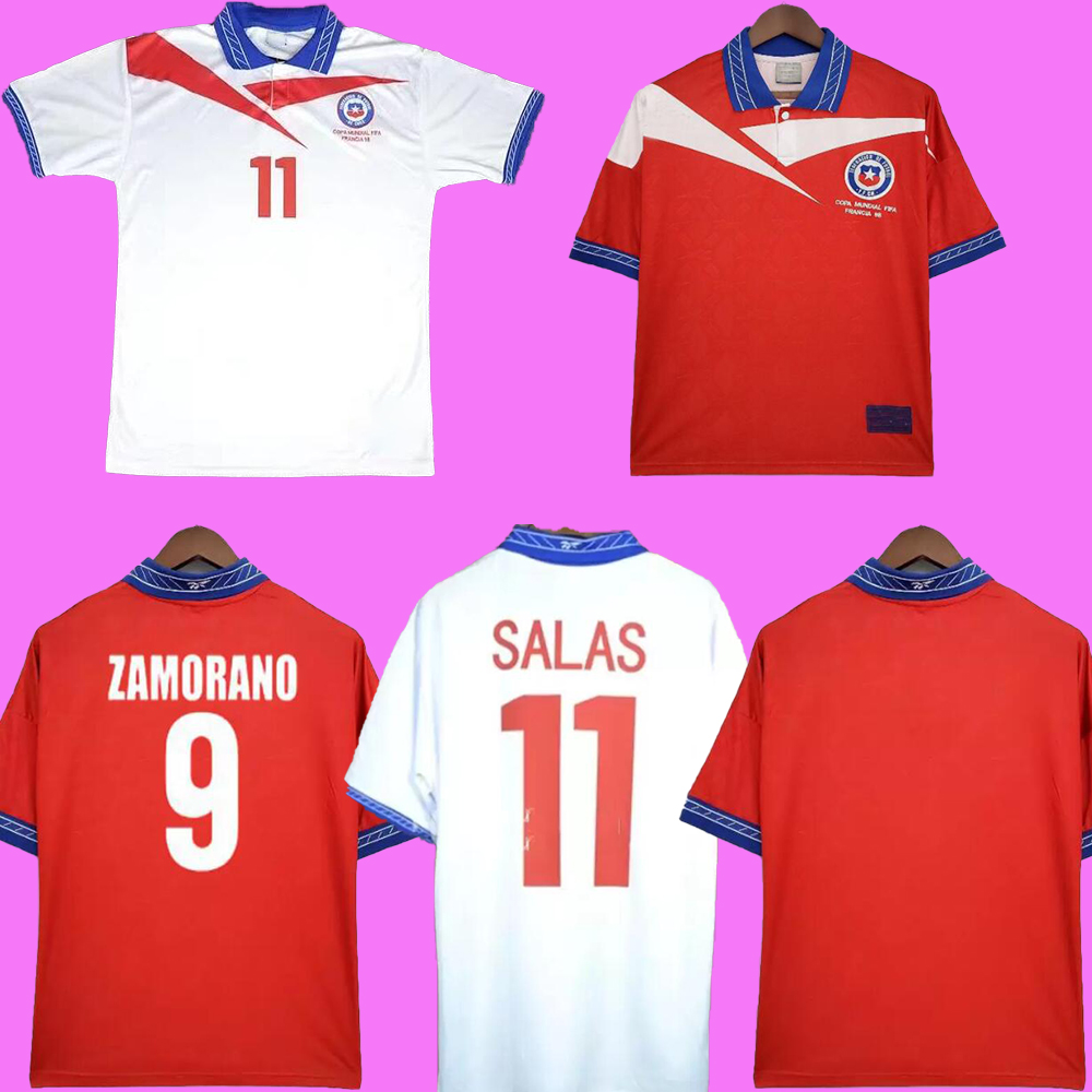 

Chile 98 99 world cup retro soccer jersey final SALAS Zamorano 98 home red away vintage football shirts classic Uniform Neira Rozental Acuna Sierra top quality -2XL, 1998 home