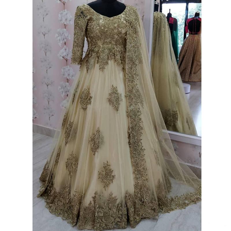 

Party Dresses Arabic Luxurious Gold India Evening Lace Beaded Sexy Prom Vintage Formal Second Reception GownsParty, White