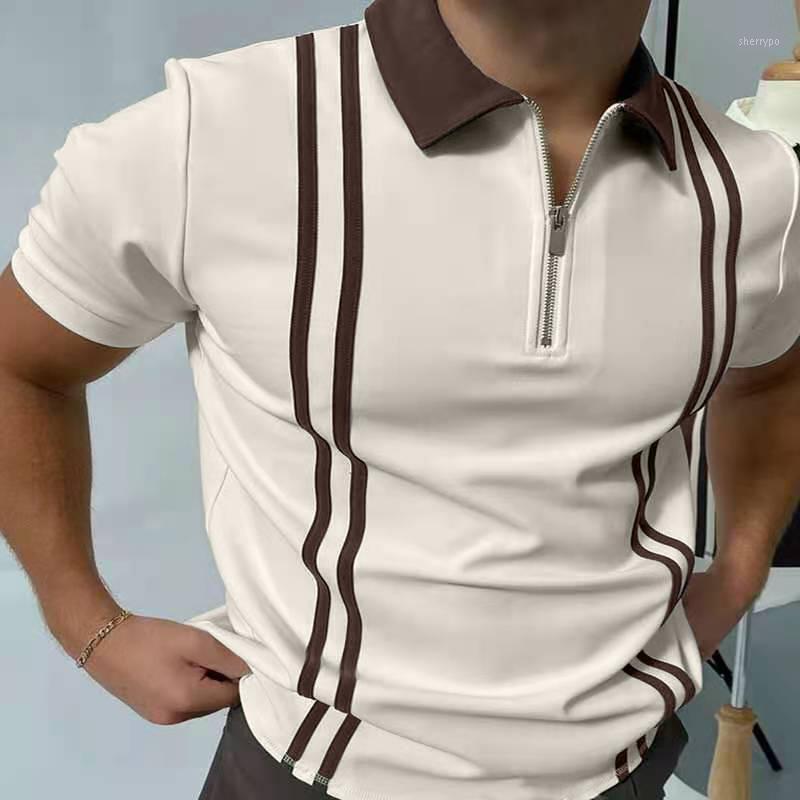 

Men's Polos Summer Shirts For Men Short Sleeves Oversized Tees Tops Loose Zippers Lapel Colors Matching Clothes Shirt
