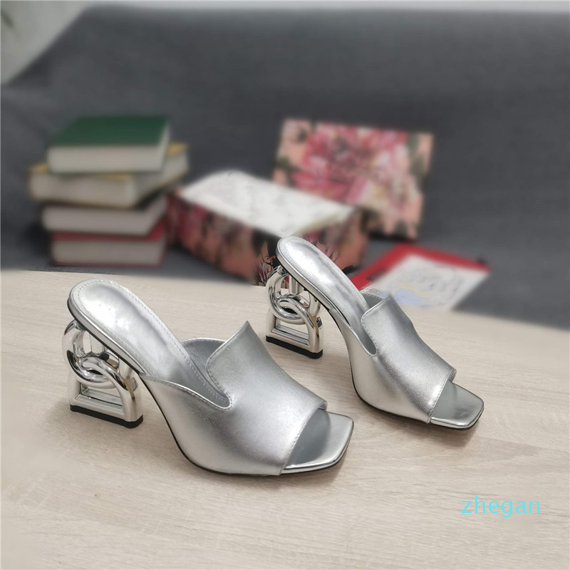 

The Latest Popular Slippers Big Gold Heels Women Shoes All Leather High-heeled Sandals With Box Size az1, Red b